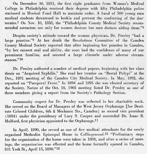 An article about Dr. Sophia Presley by Mrs. Cleora Treffeau, page 1