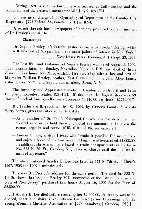 An article about Dr. Sophia Presley by Mrs. Cleora Treffeau, page 2