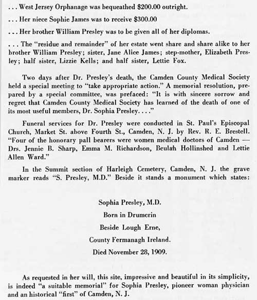 An article about Dr. Sophia Presley by Mrs. Cleora Treffeau, page 3