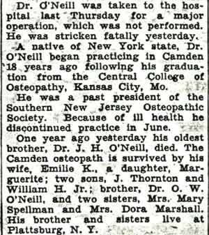 Obituary for Dr. William H. O'Neill, part 2