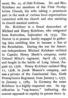 Biographical Review 1897, Dr. Kelchner biography conclusion