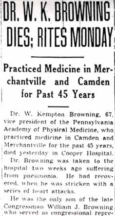 Obituary for Dr. W. Kempton Browning, part 1