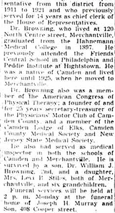 Obituary for Dr. W. Kempton Browning, part 2
