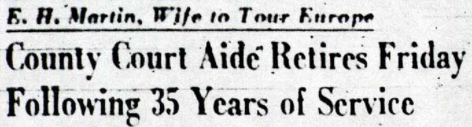 E. H. Martin, Wife to Tour Europe — newspaper banner headline