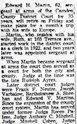 County Court Aide Retires article, column 1