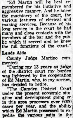 County Court Aide Retires article, column 3
