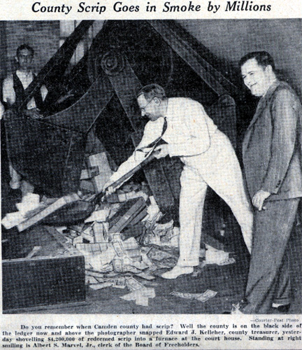 Camden Courier-Post June 24, 1939 — County Scrip Goes in Smoke by Millions
