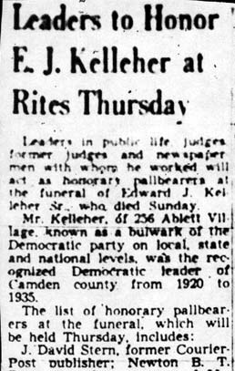 Leaders to Honor F. J. Kelleher at Rites Thursday — page 1