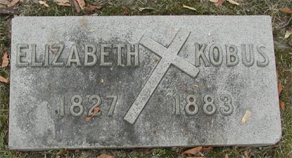 Elizabeth Kobus gravestone, died 1883