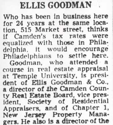 Camden Courier-Post profile, July 9, 1950: Ellis Goodman, page 1