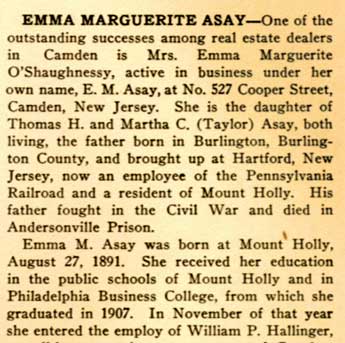Biography of Emma Marguerite Asay, page 1