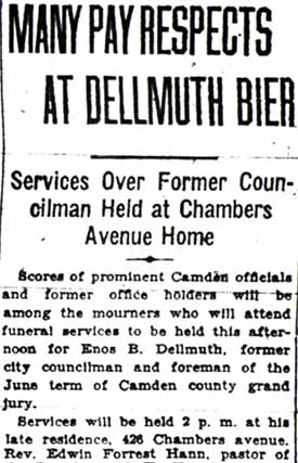 Camden Courier-Post September 12, 1928 follow-up article about Enos B. Dellmuth