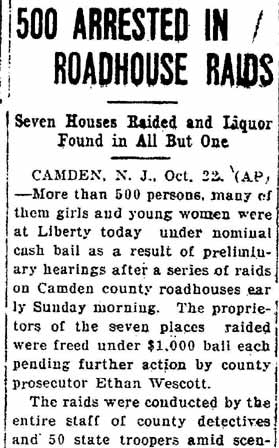 500 Arrested in Roadhouse Raids — Lancaster Daily Eagle, October 22, 1928