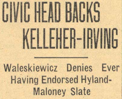 Civic Head Backs Kelleher-Irving, Camden Courier-Post, May 2, 1934
