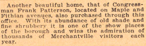 The Patterson home in Merchantville, N.J., 1926 – detail