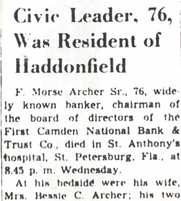 Camden Courier-Post obituary, February 2, 1950 — part 1
