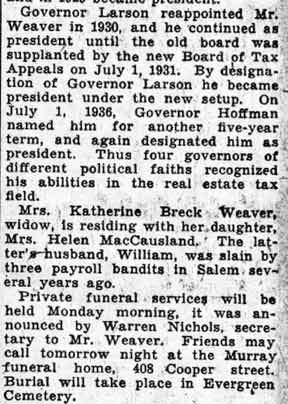 Obituary for Francis D. Weaver, part 3