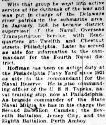 Newspaper clipping about Captain Francis W. Hoffman continued