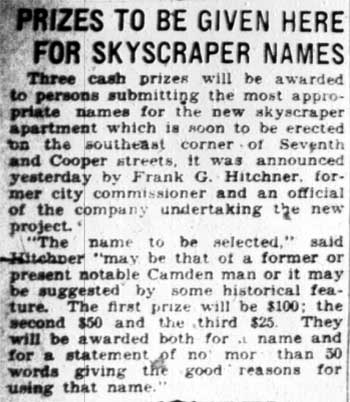 Camden Courier-Post, February 21, 1928 — Frank G. Hitchner