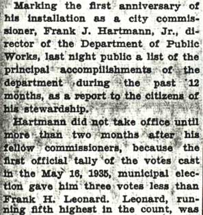 Hartmann Records Results article, August 1, 1936, clipping 1