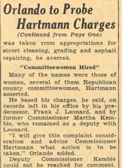 Orlando to Probe Hartmann Charges (continued from page one)