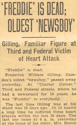 Camden Courier-Post, May 12, 1934, obituary for Frederick Gilling, part 1