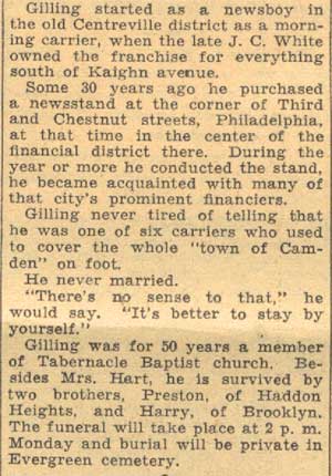 Camden Courier-Post, May 12, 1934, obituary for Frederick Gilling, part 3