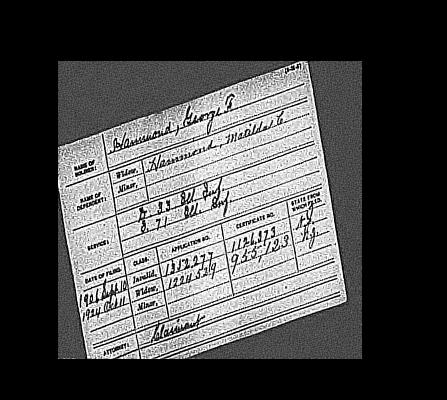 Civil War pension record index card for George F. Hammond