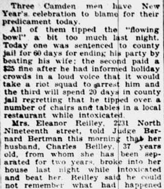 Camden Courier-Post, January 2, 1928 — Overflowing Bowl Put 3 Here in Jail, page 2