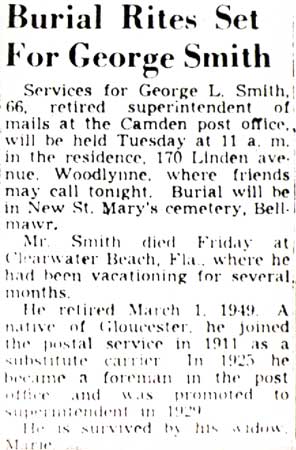 Camden Courier-Post January 28, 1949 — Burial Rites Set For George Smith