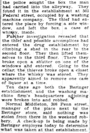 Garage Watchman Foils Whiskey Theft — Camden Courier-Post, February 1928 (panel 2)