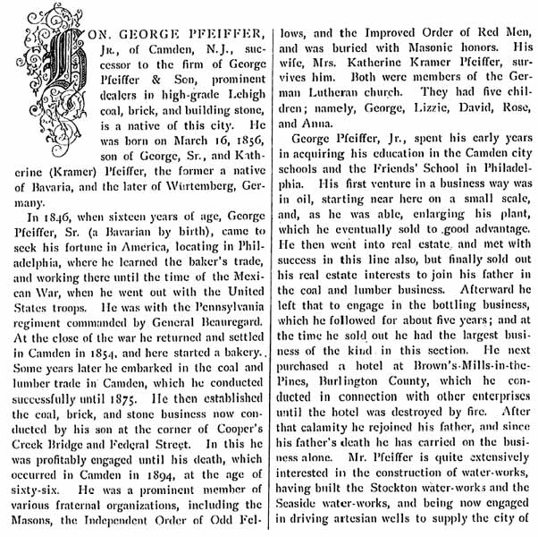 Biographical Review 1897, George Pfeiffer Jr. biography, page 1