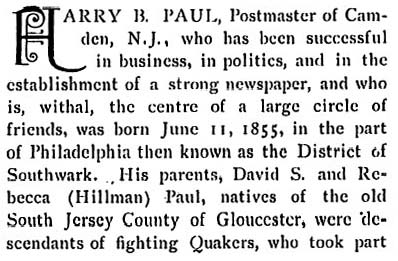 Biographical Review — 1897 — Harry B. Paul portrait