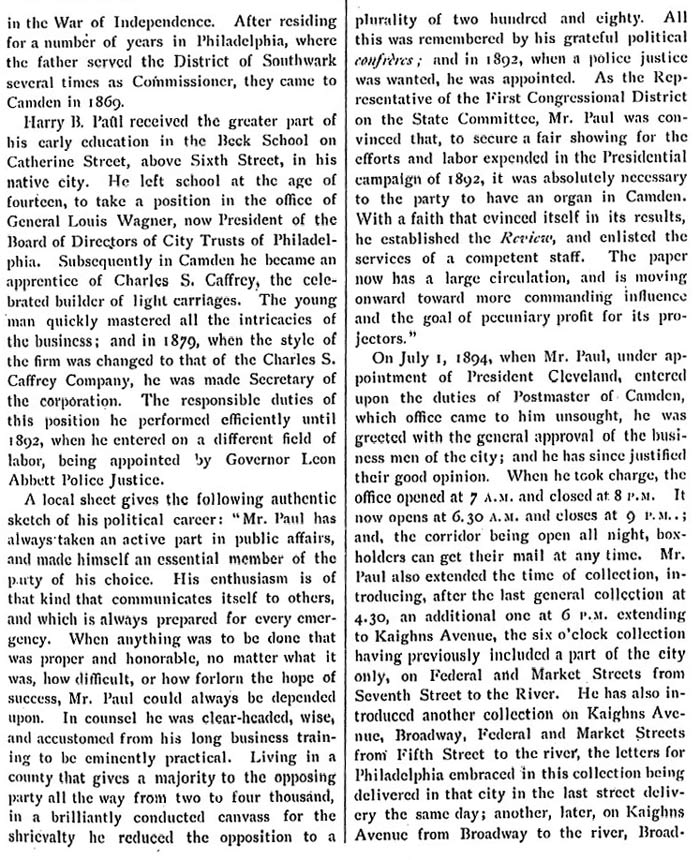 Biographical Review — 1897 — Harry B. Paul biography, page 1