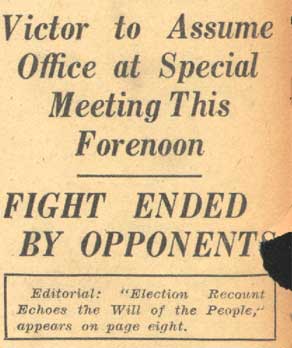 Frank J. Hartmann Jr. takes his seat on the City Commission, August 1, 1935, clipping 1