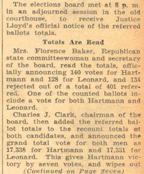 Frank J. Hartmann Jr. takes his seat on the City Commission, August 1, 1935, clipping 4