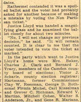 Frank J. Hartmann Jr. takes his seat on the City Commission, August 1, 1935, clipping 7