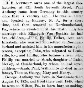 Harry B. Anthony biographical review, 1897, column 1