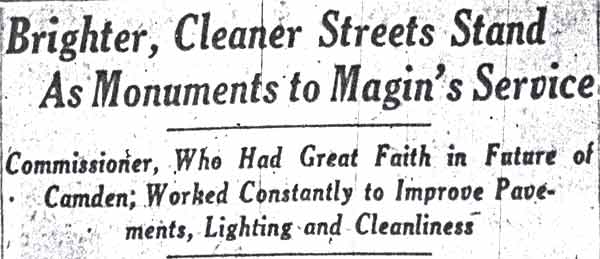 Brighter, Cleaner Streets Stand As Monuments to Magin's Service — headline