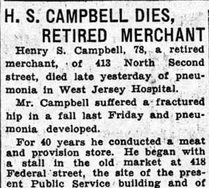 Henry S. Campbell obituary part 1
