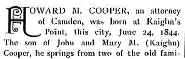 Biographical Review of Burlington and Camden Counties, 1897 — Howard M. Cooper