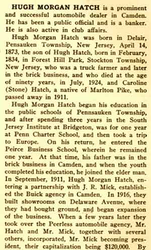 Hugh Morgan Hatch biography in South Jersey: A History 1624–1924, page 1