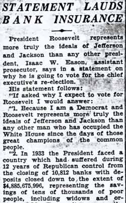 Eason Cites Roosevelt Record In Boosting His Re-election — Camden Courier-Post, October 22, 1936