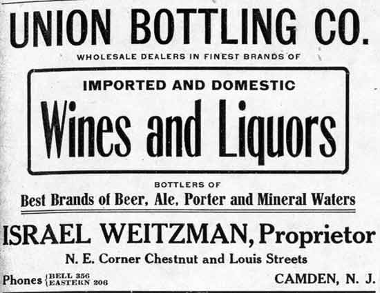 Israel Weitzman advertisement in the 1913 Camden City Directory