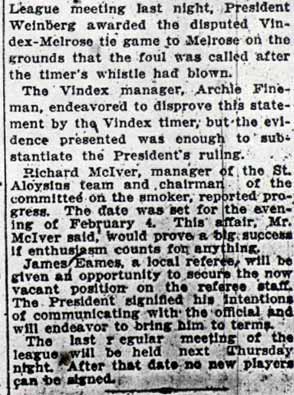 Camden Courier, January 25, 1913 — Tie Game Goes to Melrose Team, column 2