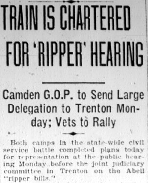 Camden Courier-Post, February 25, 1928 — Train Is Chartered for 'Ripper' Hearing, column 1