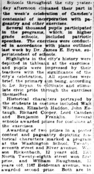 Centennial Pageants Given by Camden School Children, February 18, 1928, part 1