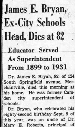 Camden Courier-Post, December 18, 1951 — Dr. James E. Bryan obituary, part 1