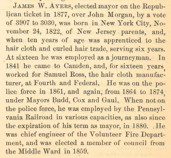 James W. Ayers — The History of Camden County New Jersey, George Reeser Prowell, 1886