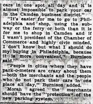 Burnison Park-O-Meters article, second column
